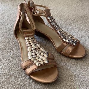 Rose gold size 7 studded cage sandals